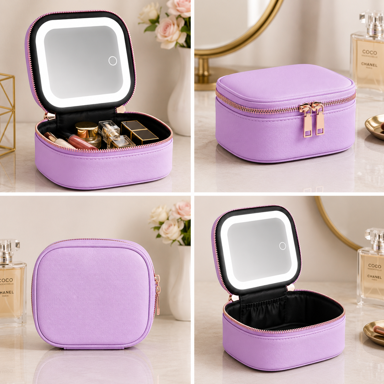 Travel Makeup Case with LED Mirror