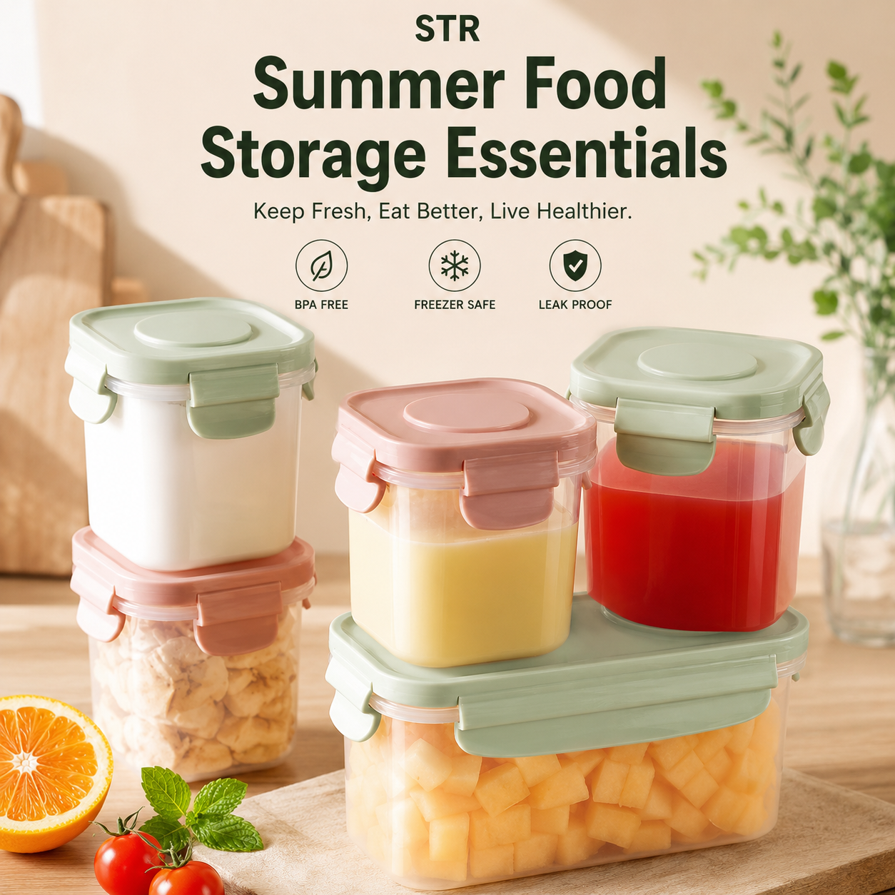 Fruit Container with Ice Pack Set