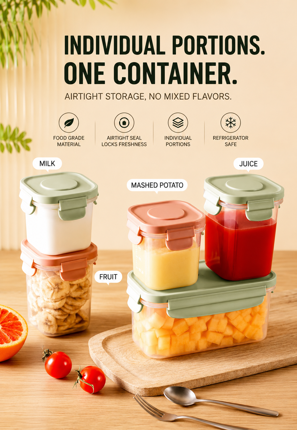 Fruit Container with Ice Pack Set