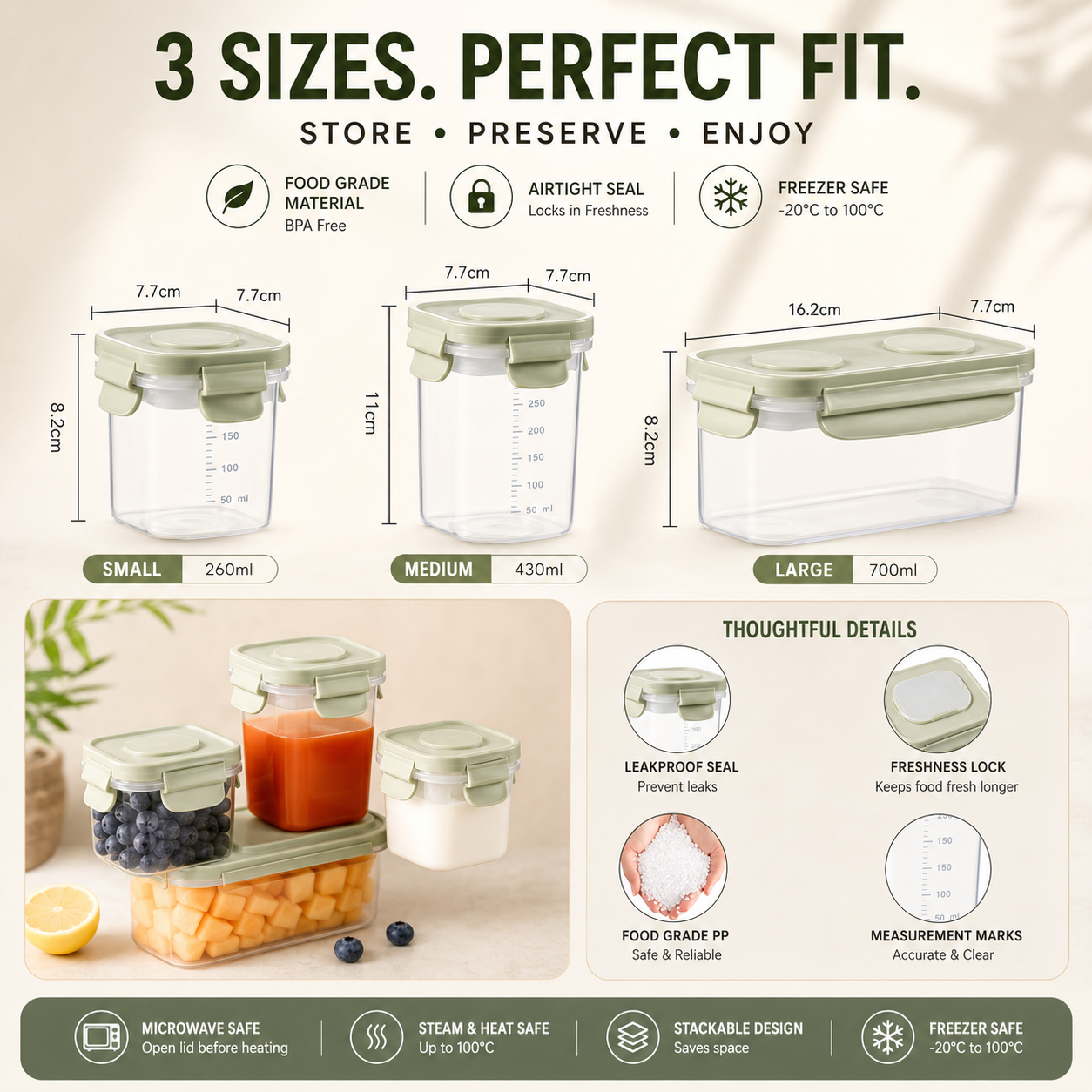 Fruit Container with Ice Pack Set