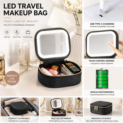 Travel Makeup Case with LED Mirror