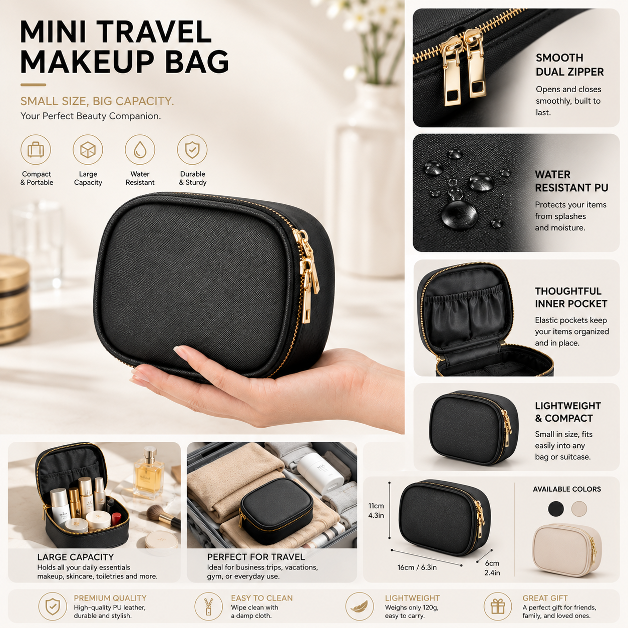 Travel Makeup Case with LED Mirror