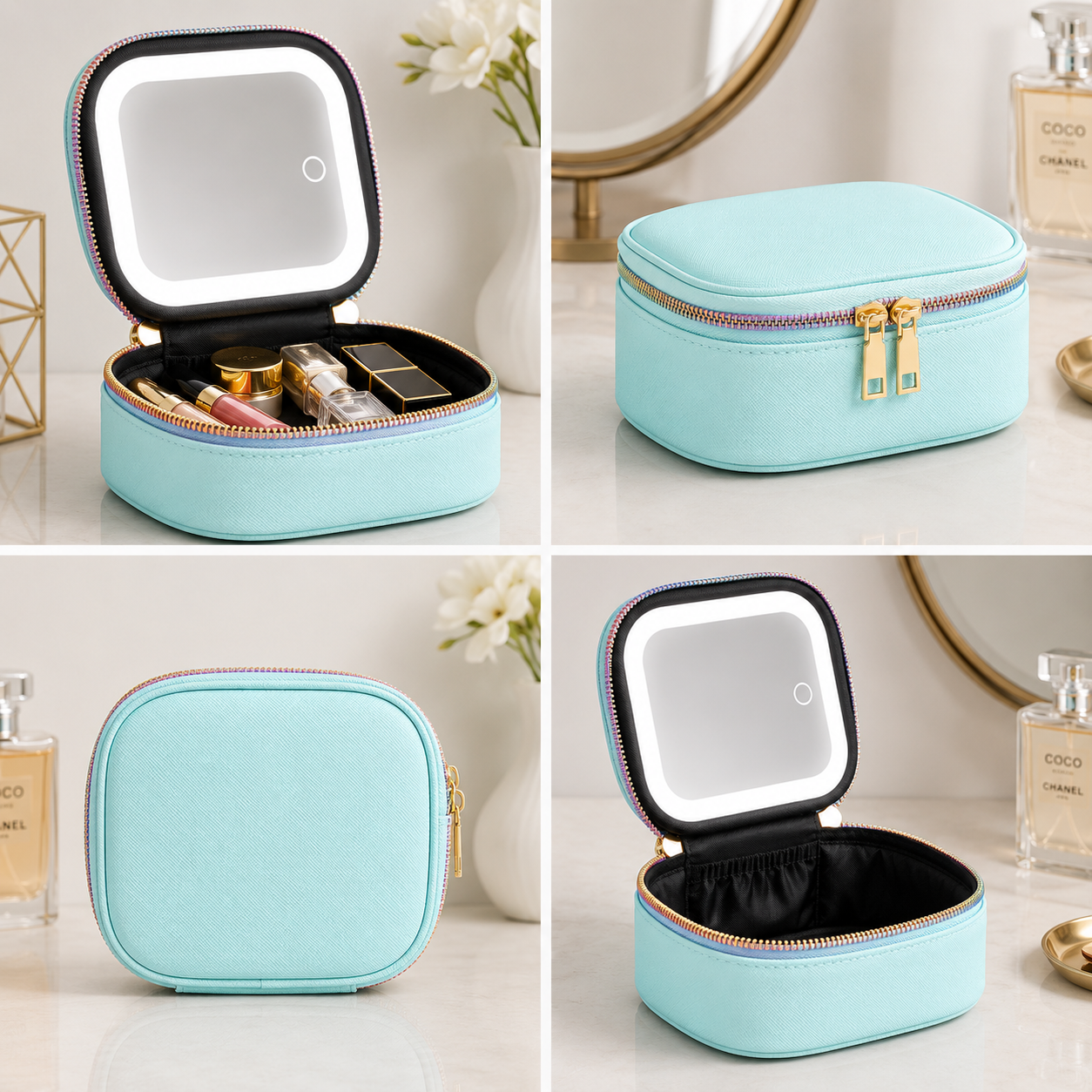 Travel Makeup Case with LED Mirror