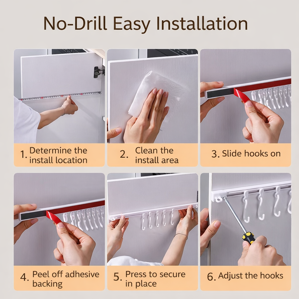 Adjustable Wall Mounted Hook Rail
