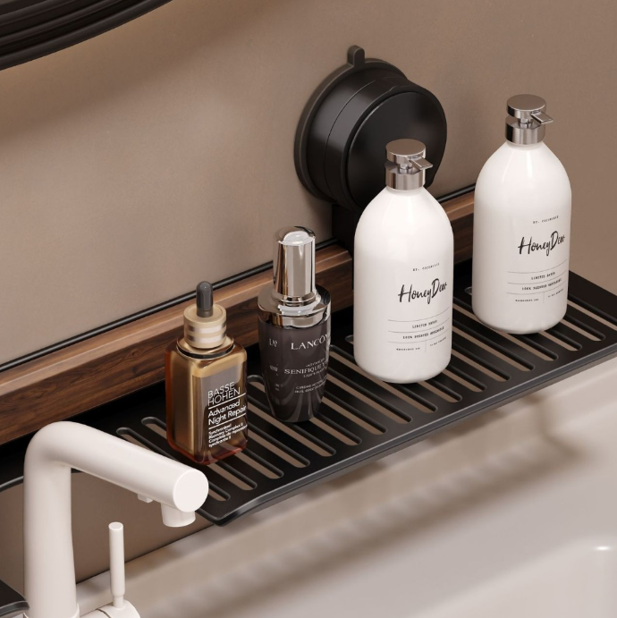 Over-the-Faucet Bathroom Sink Shelf in FAS Black Walnut