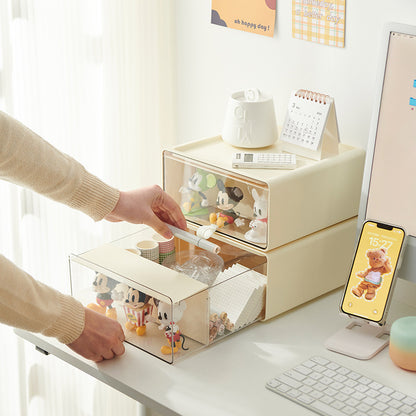 Stackable Dustproof Display Case for Collectibles & Desk Organization
