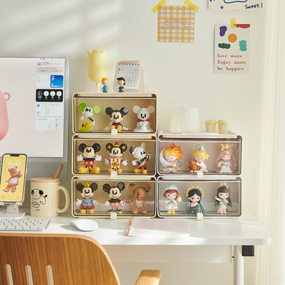 Stackable Dustproof Display Case for Collectibles & Desk Organization