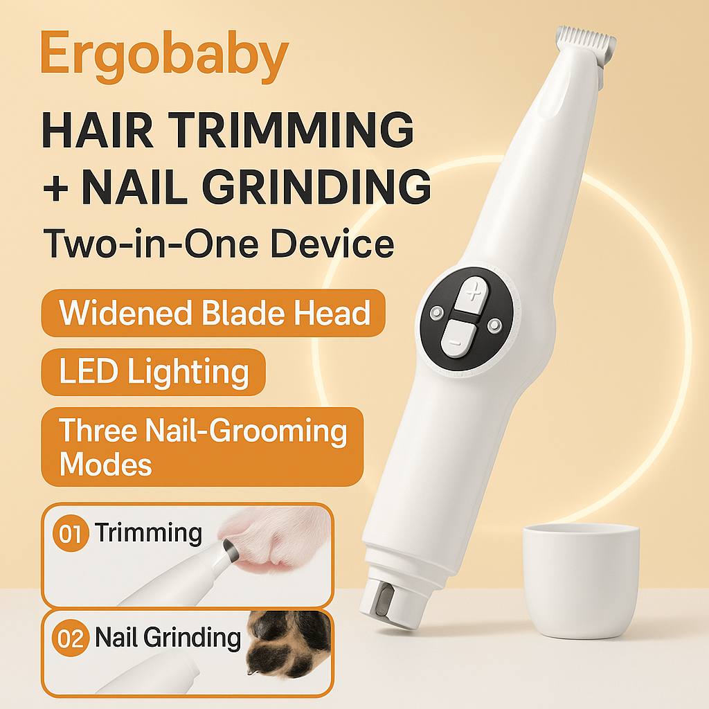 2-in-1 Pet Hair Trimmer & Nail Grinder with LED Light